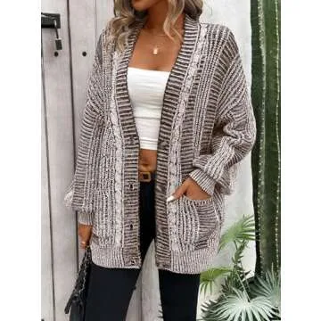 Pink Queen Oversized Cable Knit Cardigan for Women