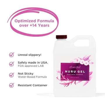 Magic Gel Nuru Massage Therapy Gel | Naturally Stain, Flavor and Fragrance Free | Ideal for Massage,...