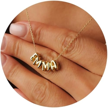 Personalized 3D Bubble Letter Necklace Perfect Mothers Day Gift for Women