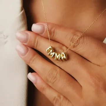 Custom Bubble Letter Necklace in 18K Gold Plated Design