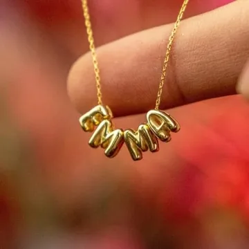 Custom Bubble Letter Necklace in 18K Gold Plated Design