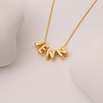 Custom Bubble Letter Necklace in 18K Gold Plated Design