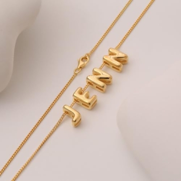 Custom Bubble Letter Necklace in 18K Gold Plated Design