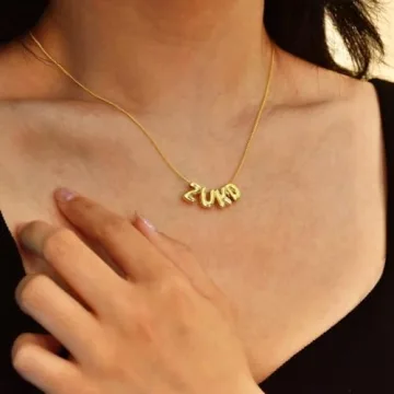 Custom Bubble Letter Necklace in 18K Gold Plated Design