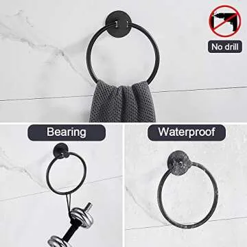 GERUIKE Adhesive Towel Ring Self Adhesive Hand Towel Ring Stainless Steel Rustproof Bathroom Towel Holder Wall Mount