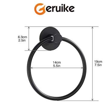 GERUIKE Adhesive Towel Ring Self Adhesive Hand Towel Ring Stainless Steel Rustproof Bathroom Towel Holder Wall Mount