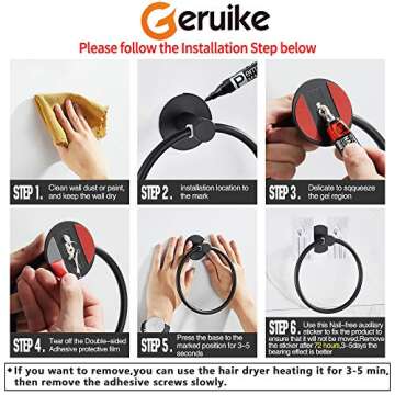 GERUIKE Adhesive Towel Ring Self Adhesive Hand Towel Ring Stainless Steel Rustproof Bathroom Towel Holder Wall Mount