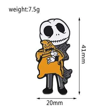Night Before Christmas Series Enamel Pin - Creative Cute Oogie Boogie Jack and Sally Brooches Badges Gifts for Fans, Cartoon Pin for Backpack Bag Hat Collection (Jack A)