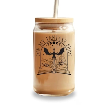 16oz In My Fantasy Era Glass Cup with Lid and Straw, Fourth Wing Iced Coffee Cup, Gift Merch Basgiath Tumbler Trendy Throne of Glass, Sarah J Maas SJM Mug, You Do Not Yield, ToG ACOTAR Velaris