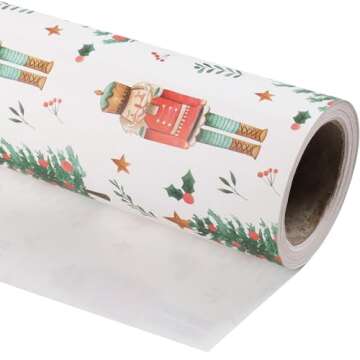 WRAPAHOLIC Kraft Christmas Wrapping Paper - Mini Roll - 17 Inch x 33 Feet - Nutcracker with Christma...