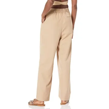 The Drop Women's Dylan Pleated Straight Pant Stone L