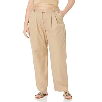 The Drop Women's Dylan Pleated Straight Pant Stone L