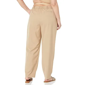 The Drop Women's Dylan Pleated Straight Pant Stone L