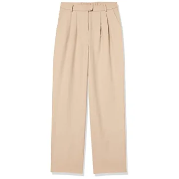 The Drop Women's Dylan Pleated Straight Pant Stone L
