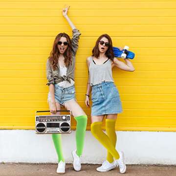 Geyoga 16 Pairs Colorful Opaque Thigh High Stockings