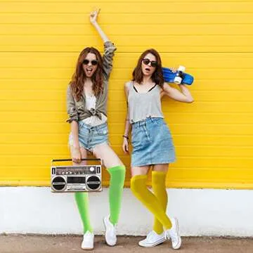 Geyoga 16 Pairs Colorful Opaque Thigh High Stockings