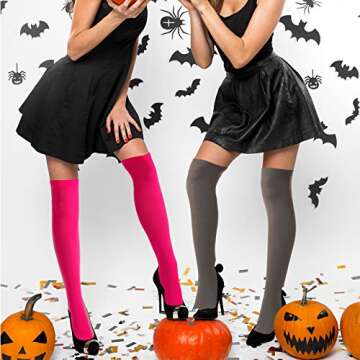 Geyoga 16 Pairs Colorful Opaque Thigh High Stockings