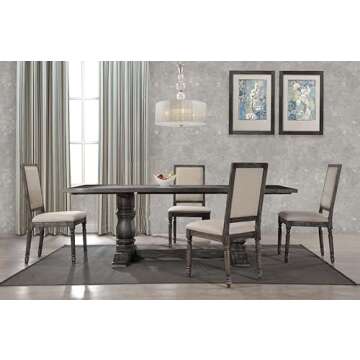 Best Master Furniture LISASGT Lisa Solid Wood Rectangular Dining Table in Rustic Smoked Gray