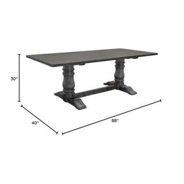 Best Master Furniture LISASGT Lisa Solid Wood Rectangular Dining Table in Rustic Smoked Gray