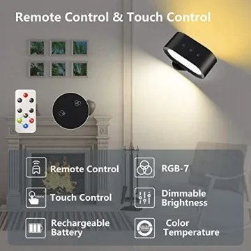 Rechargeable RGB Wall Sconces - Dimmable LED Light