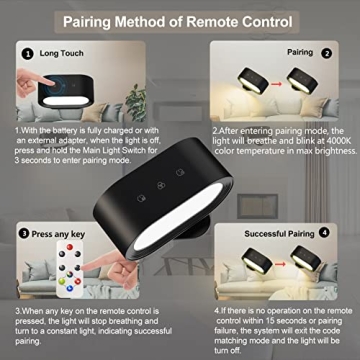 Rechargeable RGB Wall Sconces - Dimmable LED Light