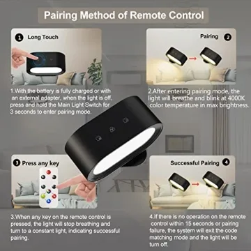 Rechargeable RGB Wall Sconces - Dimmable LED Light