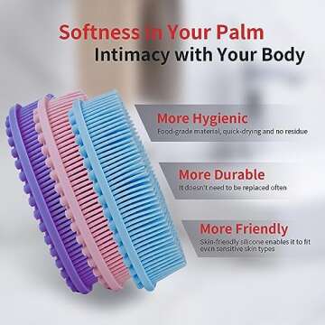 Silicone Body Scrubber, Silicone Loofah, 3 Pack, Body Wash Scrubber, Body Scrubbers for Use in Shower, Silicone Loofah Body Scrubber, Exfoliating Body Scrubber, Bathroom Accessories, Gifts for Women