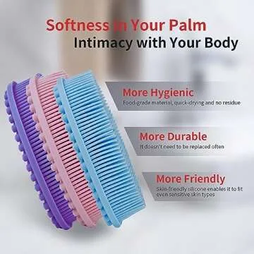 Silicone Body Scrubber, Silicone Loofah, 3 Pack, Body Wash Scrubber, Body Scrubbers for Use in Shower, Silicone Loofah Body Scrubber, Exfoliating Body Scrubber, Bathroom Accessories, Gifts for Women