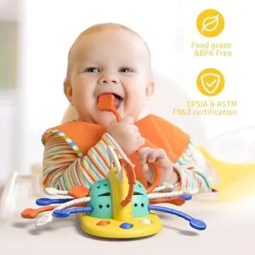 Avkast Montessori Toys for 1 Year Old, Baby Toys for High Chair with Suction Cup,High Chair Toys Sensory Toys Food Grade Silicone Pull String Activity Toy Gift for Baby Infant Toddlers