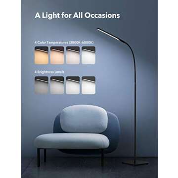 Customizable LED Floor Lamp: Adjustable Gooseneck & Dimmable Lighting