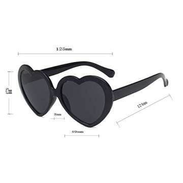FOURCHEN Children's Heart Shaped Sunglasses Classic Girls UV400 Retro Love Kids Glasses (Heart - Bla...