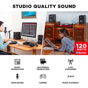 M-Audio BX3BT 3.5" Studio Monitors & PC Speakers with Bluetooth for Recording and Multimedia with Mu...