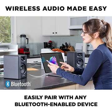 M-Audio BX3BT 3.5" Studio Monitors & PC Speakers with Bluetooth for Recording and Multimedia with Music Production Software, 120W, Pair, black