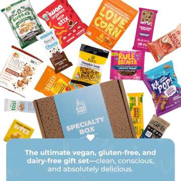 Gluten Free Dairy Free Vegan Snack Box – Premium Snack Variety for Vegan Gift Baskets, Care Package Snack Gifts – Ideal Valentine’s Day Gifts for Vegan Women Men & Adults