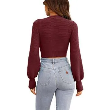 GeGekoko Womens Mock Neck Cropped Sweater - Trendy Fall Fashion
