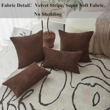 Home Brilliant 12x20 Pillow Cover Decorative Lumbar Throw Pillow Plush Striped Corduroy Rectangular ...