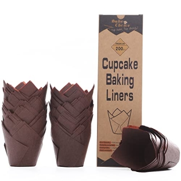 Bake Choice 200pcs Brown Tulip Cupcake Liners - Perfect for Festive Baking