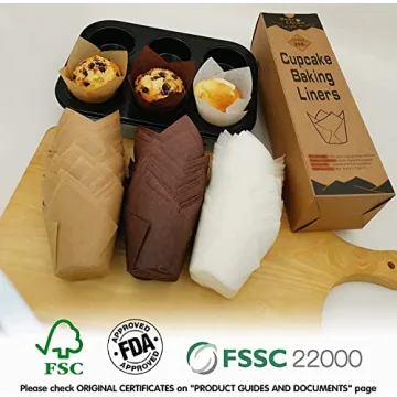 Brown Tulip Cupcake Liners - 200 Pack for Baking