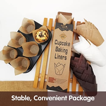 Brown Tulip Cupcake Liners - 200 Pack for Baking