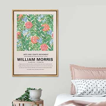 SIGNLEADER Framed Canvas Print Wall Art William Morris Rose Flower Garden Nature Wilderness Illustrations Fine Art Rustic Scenic Relax/Calm Colorful for Living Room, Bedroom, Office - 16"x24" Natural