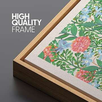 SIGNLEADER Framed Canvas Print Wall Art William Morris Rose Flower Garden Nature Wilderness Illustrations Fine Art Rustic Scenic Relax/Calm Colorful for Living Room, Bedroom, Office - 16"x24" Natural