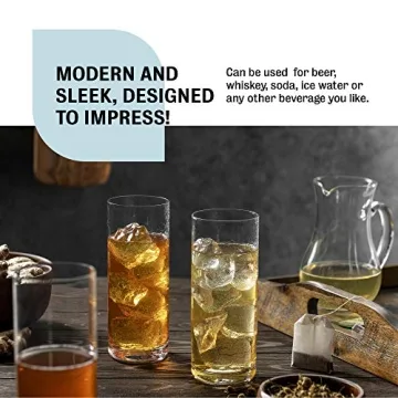 Elegant 14 Oz European Drinking Glasses Set of 6