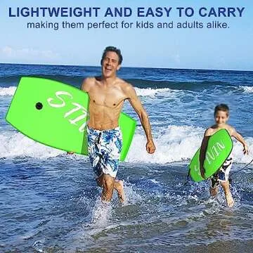 Woddtery 2 Pack Lightweight Bodyboard, 33/37/42" Body Boards for Beach with Wrist Leash Comfort EPS Core, XPE Deck, HDPE Slick Bottom Kids Adult Surfing Board