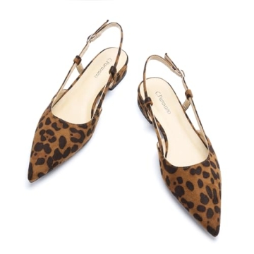 C.Paravano Women's Leopard Print Slingback Flats - Stylish & Comfortable