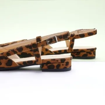 Elegant C.Paravano Women's Leopard Print Slingback Flats