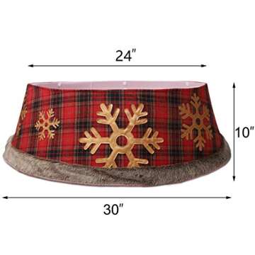 Juegoal Red Christmas Tree Collar - 30 Inch Buffalo Plaid