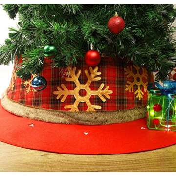 Juegoal Red Christmas Tree Collar - 30 Inch Buffalo Plaid