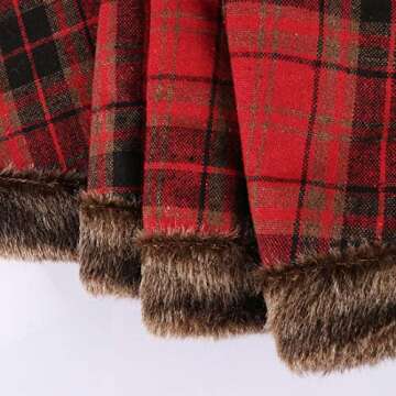 Juegoal Red Christmas Tree Collar - 30 Inch Buffalo Plaid