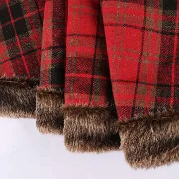 Juegoal Red Christmas Tree Collar - 30 Inch Buffalo Plaid