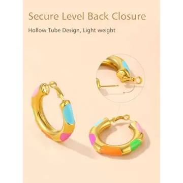 Colorful Earrings for Women Cute Teacher Earrings Gold Chunky Small Hoops Round Earrings Preppy Jewelry
